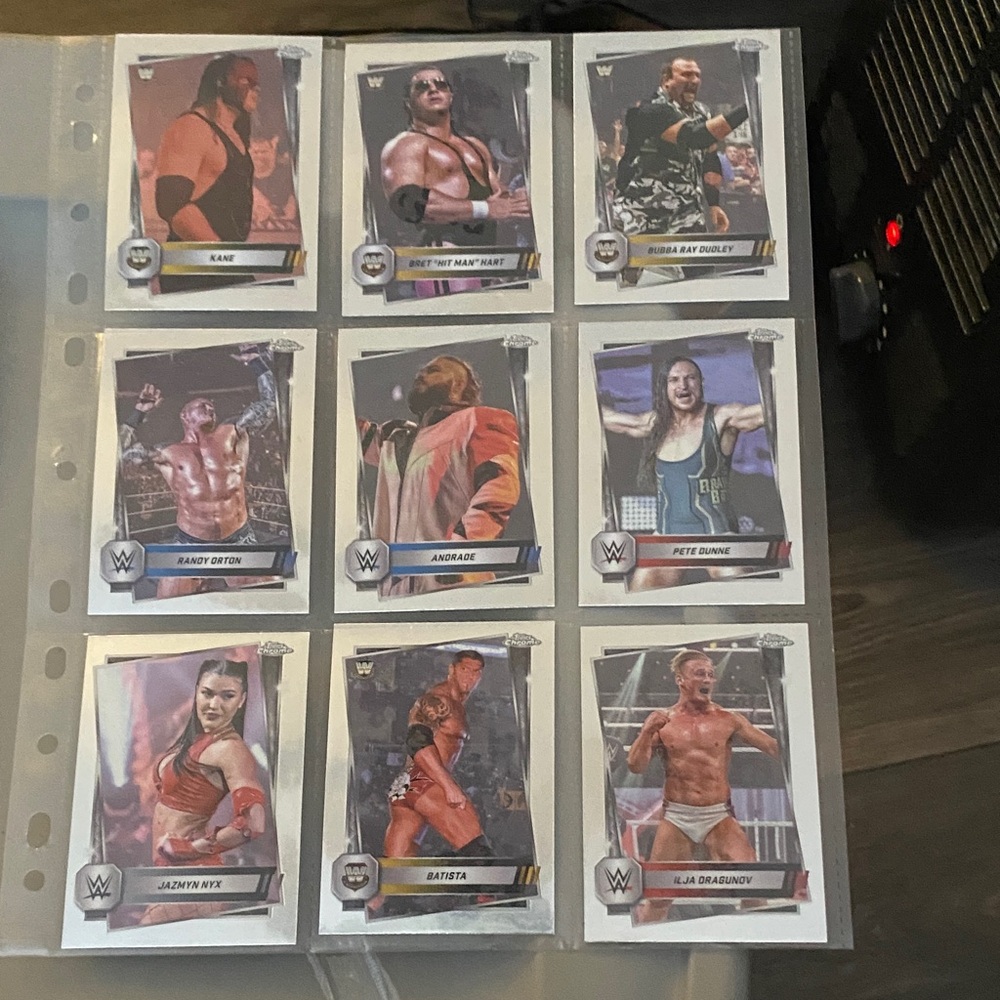 WWE Trading Card Lot - 9 Card Sheet (Kane, Bret Hart, Batista +)